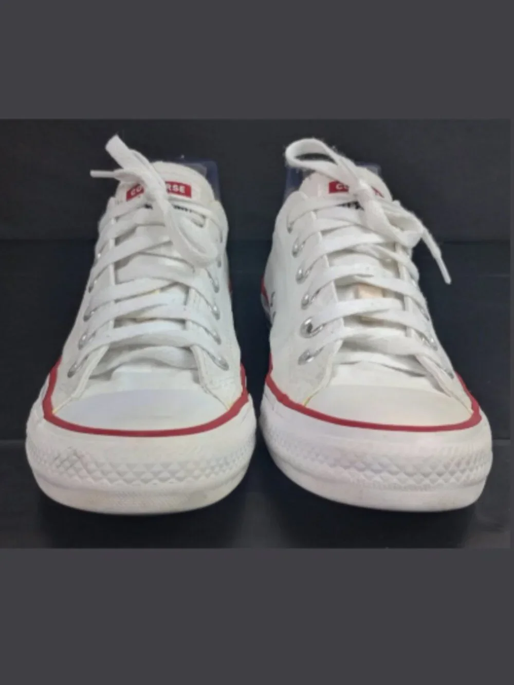 Converse All Star Mens‎ 5.5 Womens 7.5 White Blue Red Stripe Low Top Sneakers